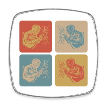 Welders in retro style - Square fridge magnet - white - Front