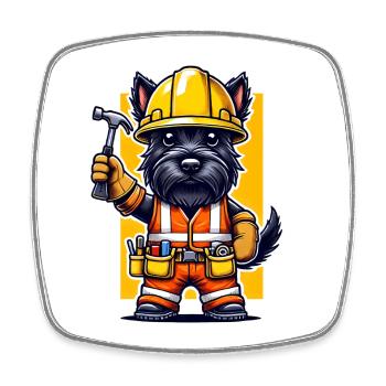 Terrier écossais Ouvrier du bâtiment - Magnet carré - blanc - Devant