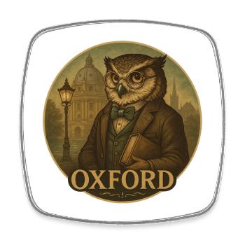 Professor Eule – Oxford Wisdom - Viereckiger Kühlschrankmagnet - Weiß - Vorne