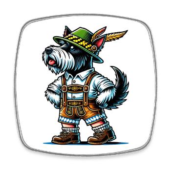 Terrier écossais de Bavière - Magnet carré - blanc - Devant