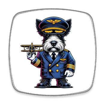 Terrier écossais pilote - Magnet carré - blanc - Devant