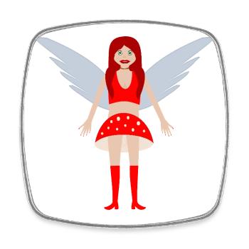 Fly Agaric Mushroom Fairy Fantasy Art - Square fridge magnet - white - Front