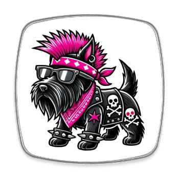 Scottish Terrier Punk Musik - Viereckiger Kühlschrankmagnet - Weiß - Vorne