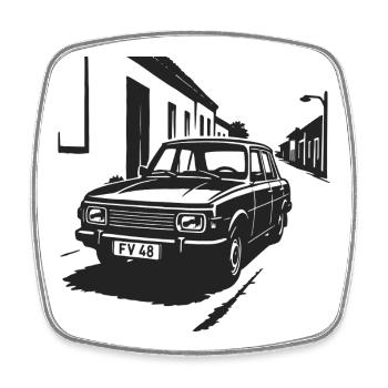 Wartburg-Feeling – Straßenlegende der DDR - Viereckiger Kühlschrankmagnet - Weiß - Vorne