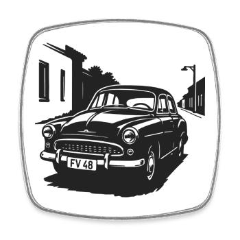The charm of the street classics - Square fridge magnet - white - Front