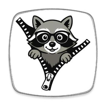 Curious raccoon - Square fridge magnet - white - Front