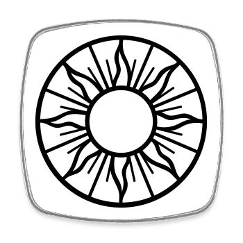 Mittsommer Sonne - Symbol der Sommersonne - Viereckiger Kühlschrankmagnet - Weiß - Vorne