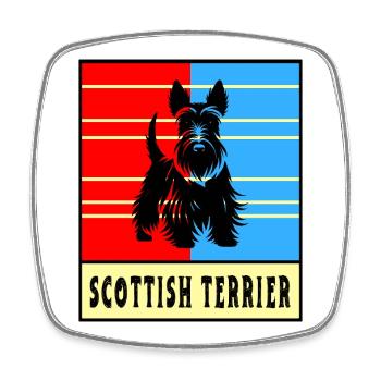 Scottish Terrier Vintage Design - Viereckiger Kühlschrankmagnet - Weiß - Vorne