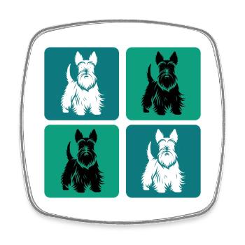Scottish Terrier Vintage Design - Viereckiger Kühlschrankmagnet - Weiß - Vorne