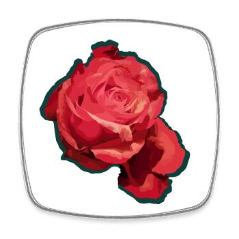 Rote Rose - Viereckiger Kühlschrankmagnet - Weiß - Vorne