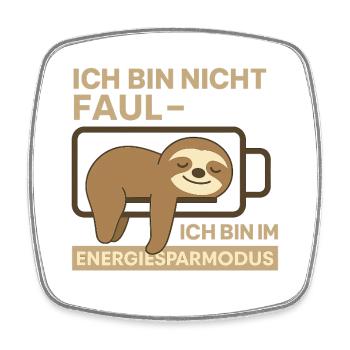 Fauler Akku Faultier Energiesparmodus - Viereckiger Kühlschrankmagnet - Weiß - Vorne