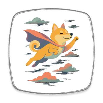 Super Dog Shiba Inu Hero Cape Cape Gift - Square fridge magnet - white - Front