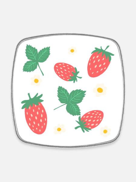 Jolies Fraises Des Bois Illustration - Magnet carré - blanc