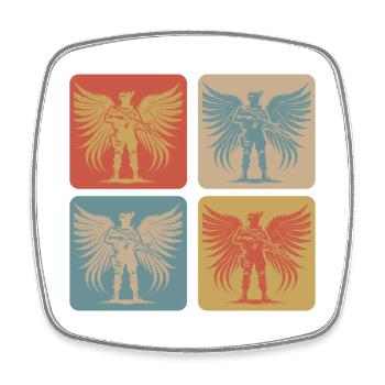Soldaten Engel Vintage Design - Viereckiger Kühlschrankmagnet - Weiß - Vorne