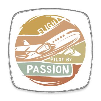 Logo d’avion vintage - Emblème du pilote par la passion - Magnet carré - blanc - Devant