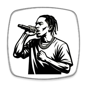 HipHop, rapper. - Square fridge magnet - white - Front