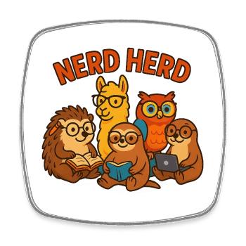 Nerd Herd - Conception d’animaux amusante pour les rats de bibliothèque et - Magnet carré - blanc - Devant