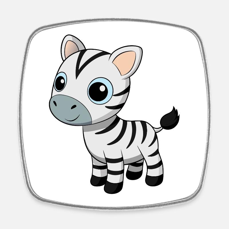 Baby Zebra with Big Blue Eyes - Square fridge magnet - white