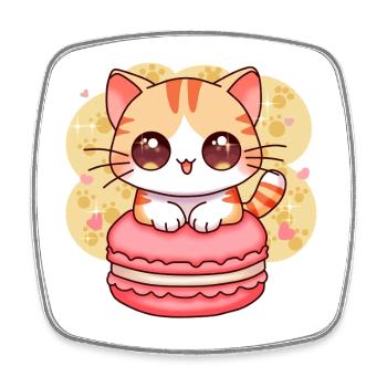 chibi cat - Magnet carré - blanc - Devant