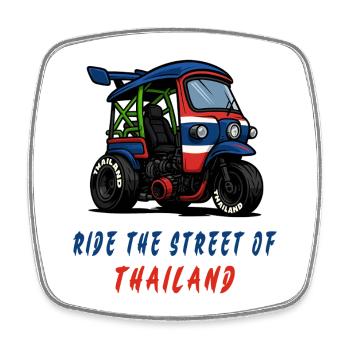 Thailand Tuk-Tuk Racing - Viereckiger Kühlschrankmagnet - Weiß - Vorne