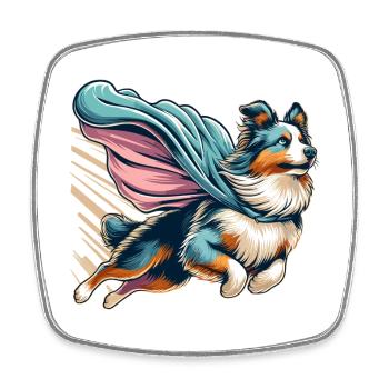 Super Dog Australian Shepherd Sheppie Gift - Square fridge magnet - white - Front