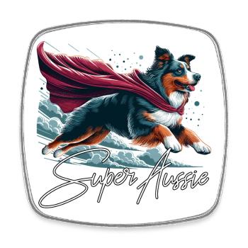 Super Dog Australian Shepherd Sheppie Gift - Square fridge magnet - white - Front