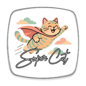Super Cat British Shorthair Tiger Gift - Square fridge magnet - white - Front