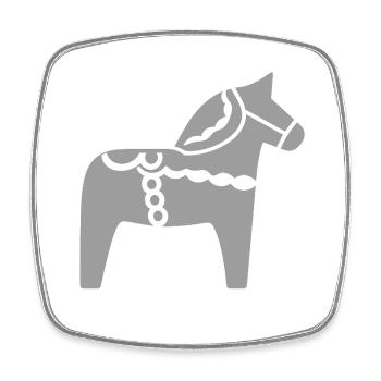 Skandinavisches Dala Pferd – Folklore Design - Viereckiger Kühlschrankmagnet - Weiß - Vorne