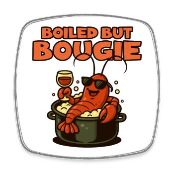 Boiled but Bougie Lobster in Pot - Square fridge magnet - white - Front