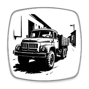 ZIL – Power on wheels - Square fridge magnet - white - Front