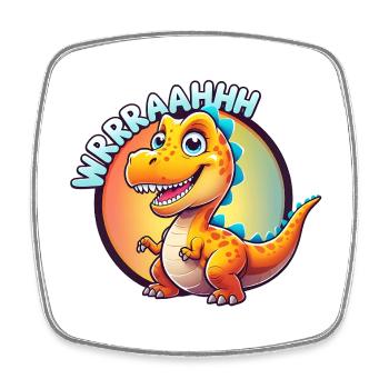 Dinosaur WRRRAAHHH - Square fridge magnet - white - Front