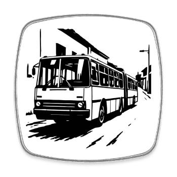 Ostblock-Bus Legende - Viereckiger Kühlschrankmagnet - Weiß - Vorne