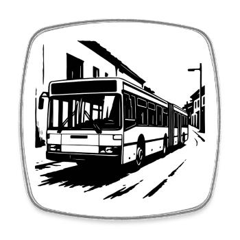 Retro Gelenkbus Kult - Viereckiger Kühlschrankmagnet - Weiß - Vorne