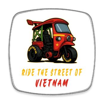 Vietnam Tuk-Tuk Racing - Viereckiger Kühlschrankmagnet - Weiß - Vorne