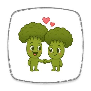 Niedliche Broccoli mit Herzen - Viereckiger Kühlschrankmagnet - Weiß - Vorne