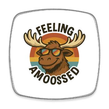 Cool Moose with Sunglasses Retro Style - Square fridge magnet - white - Front