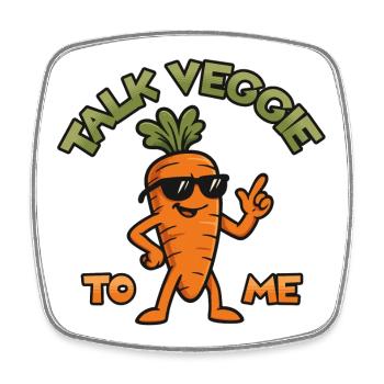 Talk Veggie To Me Carrot Graphic - Square fridge magnet - white - Front