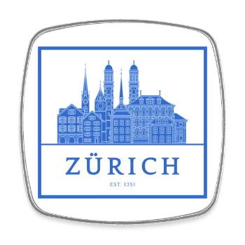 Zürich Skyline Blau Silhouette - Viereckiger Kühlschrankmagnet - Weiß - Vorne