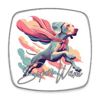 Super Hund Weimaraner Weimi Cape Umhang Geschenk - Viereckiger Kühlschrankmagnet - Weiß - Vorne
