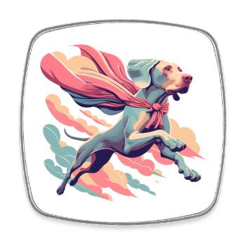 Super Hund Weimaraner Weimi Cape Umhang Geschenk - Viereckiger Kühlschrankmagnet - Weiß - Vorne