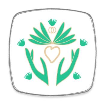 Einheit Lotusblume - Viereckiger Kühlschrankmagnet - Weiß - Vorne