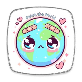 Patch die Welt - Viereckiger Kühlschrankmagnet - Weiß - Vorne