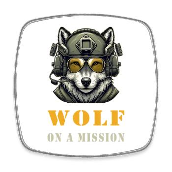 Wolf on a mission - Square fridge magnet - white - Front