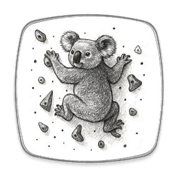 Bouldern Koala Bär Klettern Zeichnung Geschenk - Viereckiger Kühlschrankmagnet - Weiß - Vorne