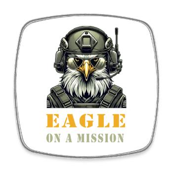 Military Eagle on Mission - Square fridge magnet - white - Front
