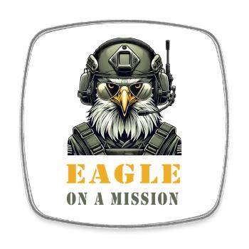 Military Eagle on Mission - Square fridge magnet - white - Front