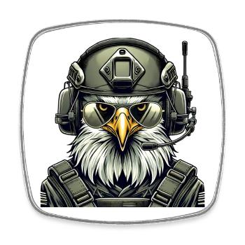 Military Eagle on Mission - Square fridge magnet - white - Front