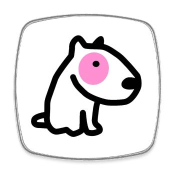 CORSO THE DOG with pink eyes - Square fridge magnet - white - Front