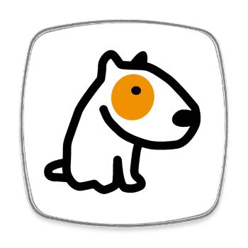 CORSO THE DOG with orange eyes - Square fridge magnet - white - Front