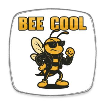 Bee Cool biker bi in leather jacket - Square fridge magnet - white - Front